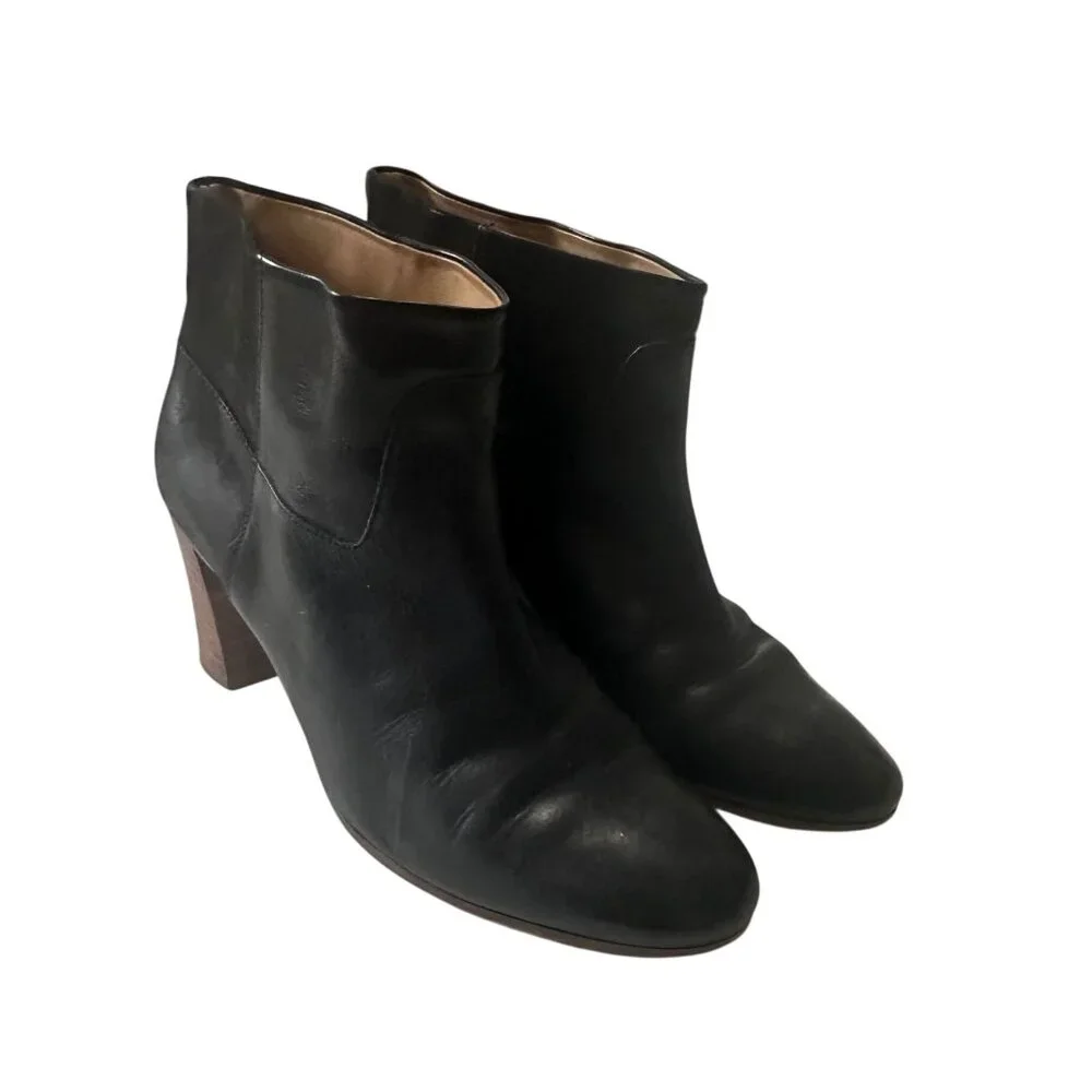 Maison Martin Margiela Black Leather Ankle Booties Size 38 Made in Italy